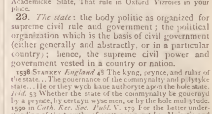 Oxford English Dictionary 1933 volume 10 excerpt for state, noun, sense 29;
